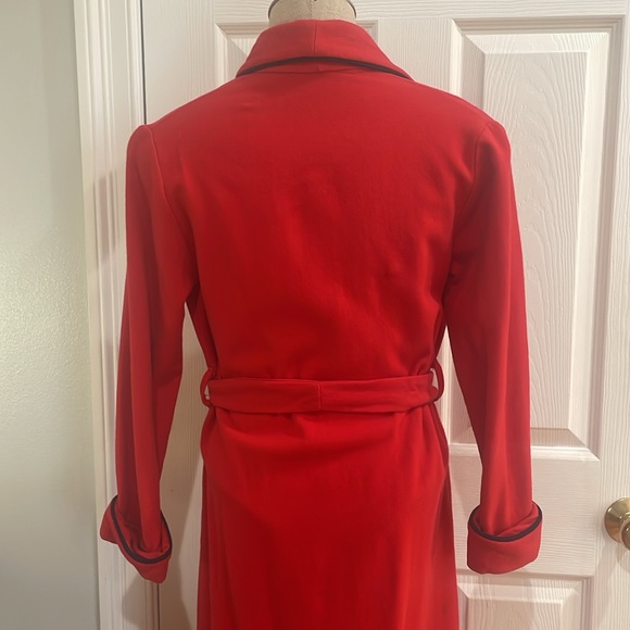 Vintage 80’s Harrods pure new wool red long maxi robe bathrobe women’s size XS - Picture 10 of 13